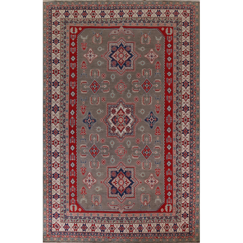 Tapis géométrique fabriqué à la main Kazak 10 x 13