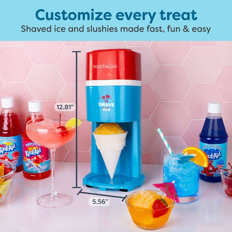 Nostalgia Shave Ice and Snow Cone Machine, Blue and Red