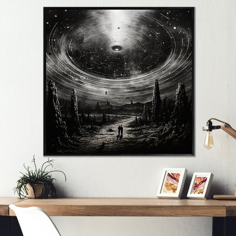 Minimalisme, science-fiction, ovni - impressions sur toile, H 30 po x l 30 po x P 1 po, Cadre flottant noir