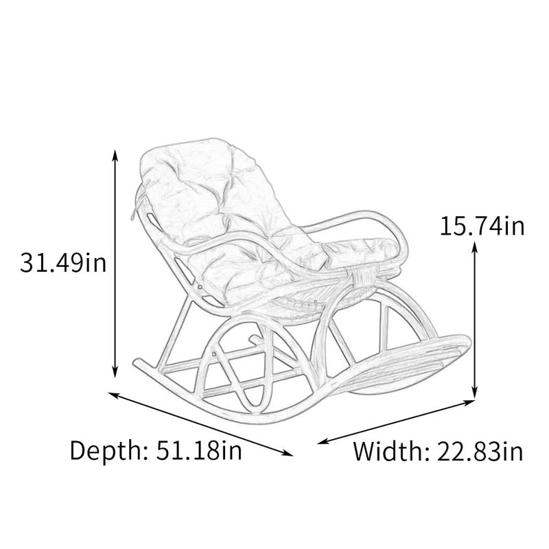 Chaise berçante ergonomique et robuste en rotin