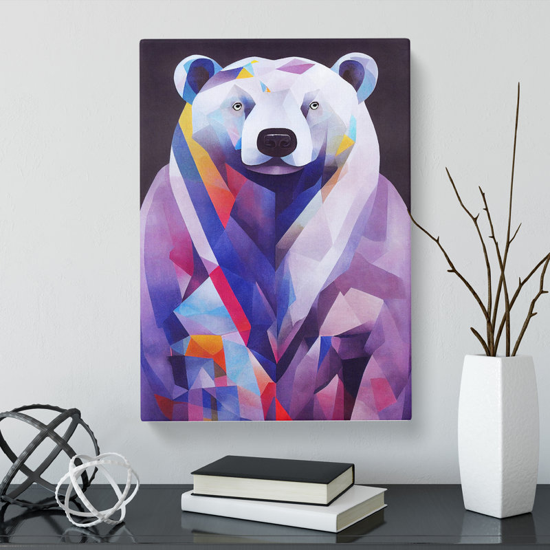 Colourful Polar Bear - Wrapped Canvas, 76cm H x 50cm W x 3cm D