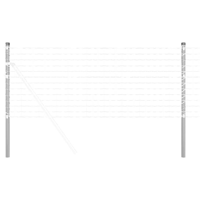 Vidaxl Fence Posts 2 Pcs Powder-Coated Steel, 120cm H x 3.2cm W x 3.2cm D, Silver