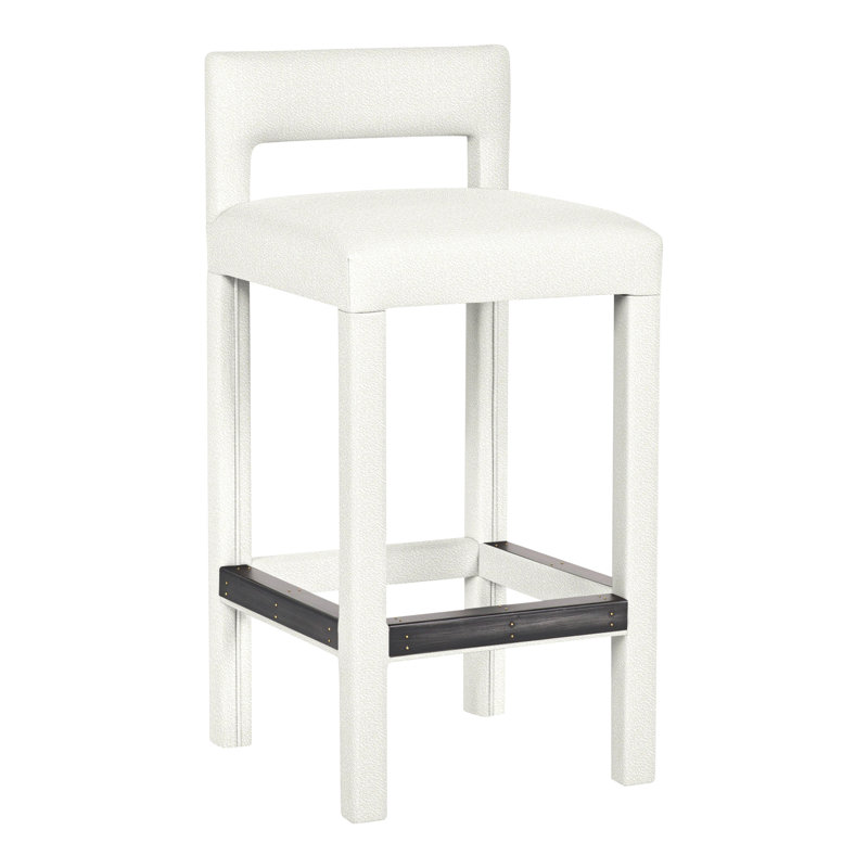 Utica By Thom Filicia Upholstered Bar Stool with Solid Wood Frame, Kempsey Sheepskin