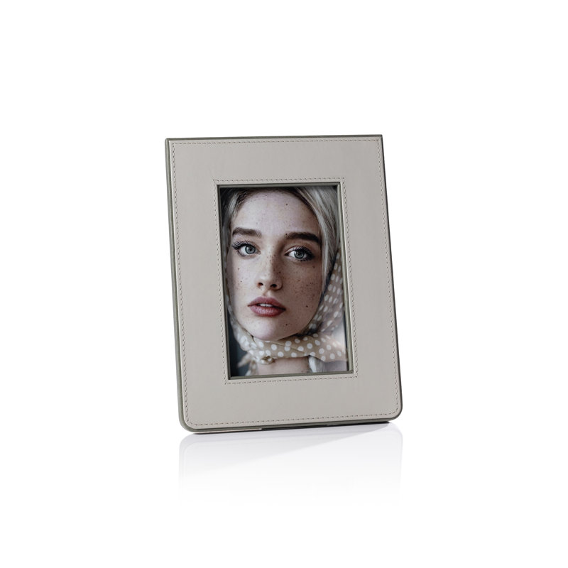 Cadre photo en cuir Raffia, Gris, 4 po x 6 po