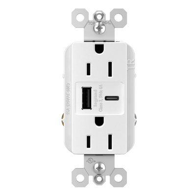 radiant 15A Tamper-Resistant with Ultra-Fast 6.0A USB Type A/C Outlet