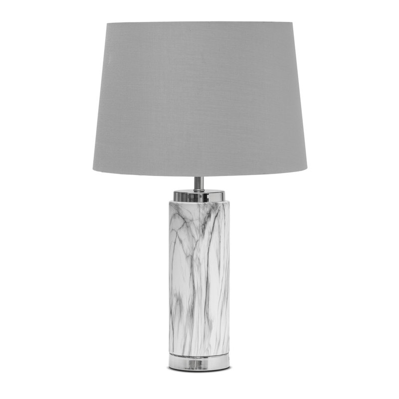 Alisander MARBLE EFFECT 56cm Table Lamp, Silver, Light Grey