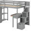 Lit mezzanine simple avec tiroirs de rangement, bureau et escalier-1413039291