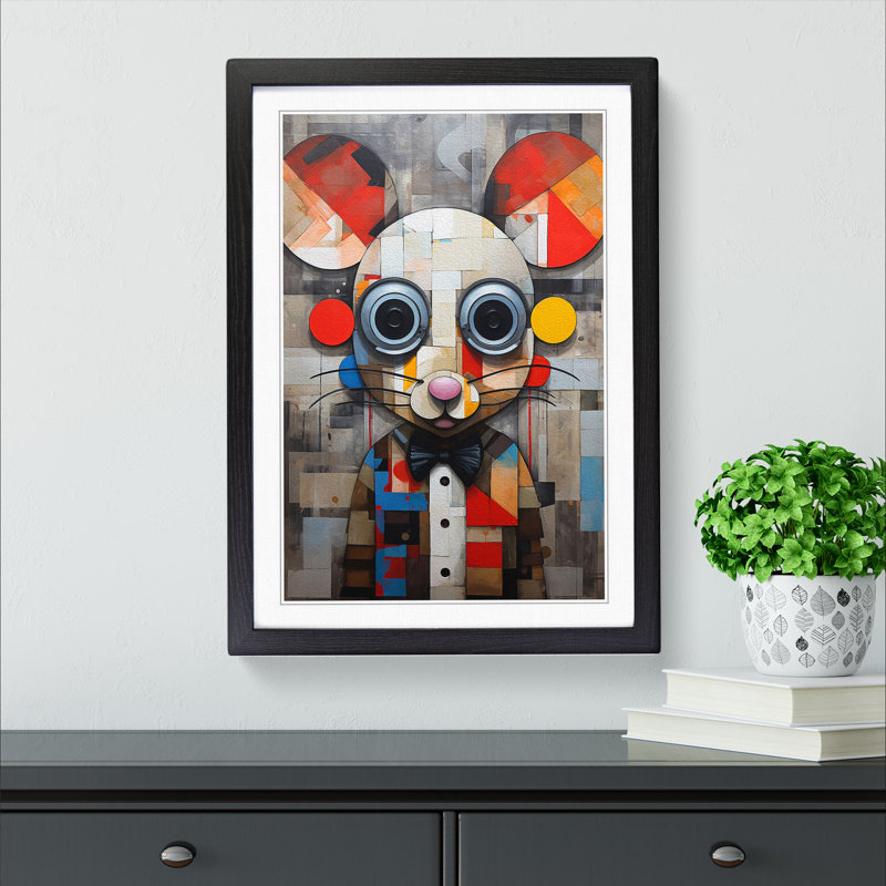 Mouse Constructivism No.4 - Single Picture Frame Print on Wood, Black Framed, 46cm H x 34cm W x 2cm D