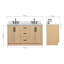 Meuble-lavabo double rectangulaire de 155 cm avec comptoir en marbre blanc de Carrare de 3,8 cm d'épaisseur, fini chêne naturel-310956675-310956730