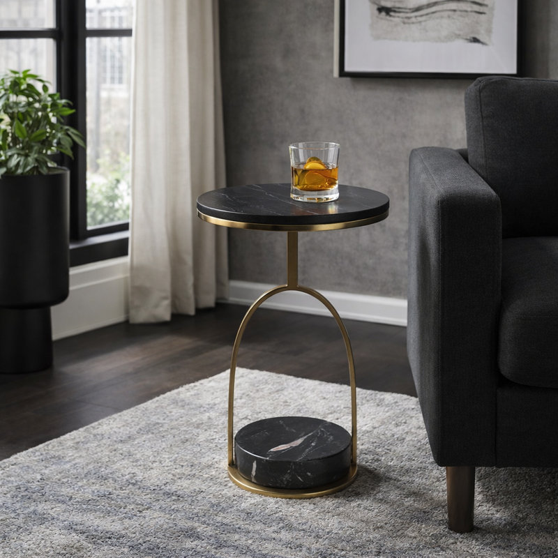 Table décorative en marbre avec base de rangement inférieure Ernstfried