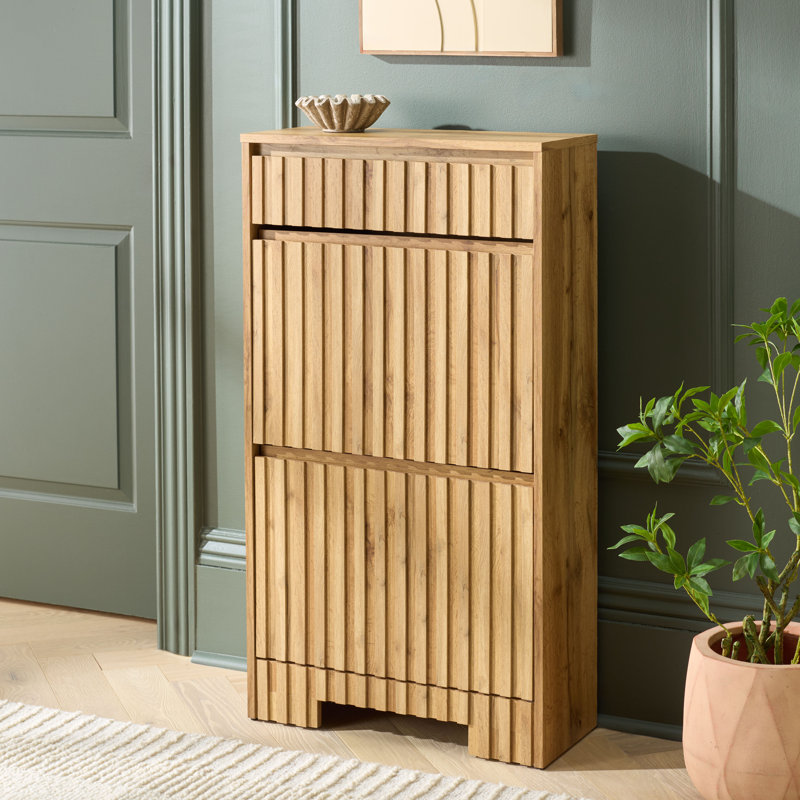Armoire de rangement pour chaussures Sohan, Chêne