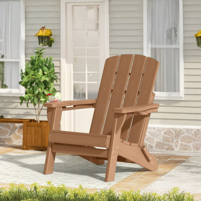  Folding Adirondack Chair Weather-Resistant HDPE Outdoor Fire Pit Chair With 2 Cup Holder