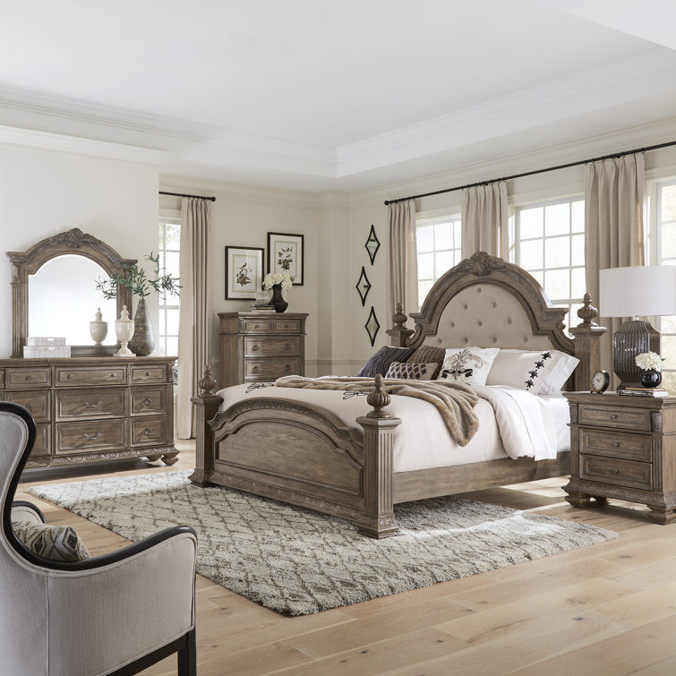 Areford Poster Bed, Dresser & Mirror, Chest, Nightstand