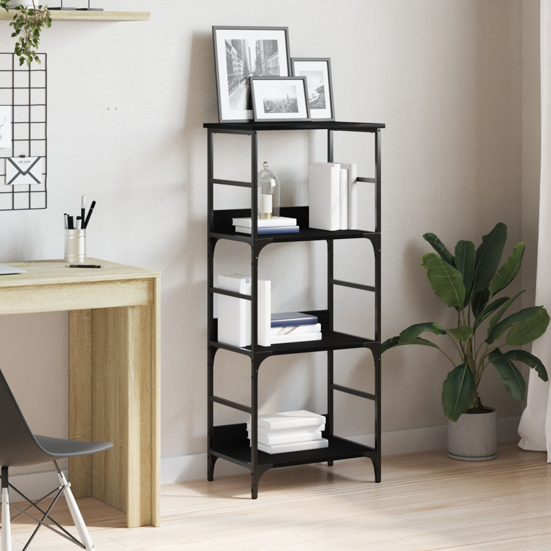 Holweg 50cm W Steel Standard Bookcase, (3 Shelves) 117.5 cm H x 50 cm W x 33 cm D, Black Oak
