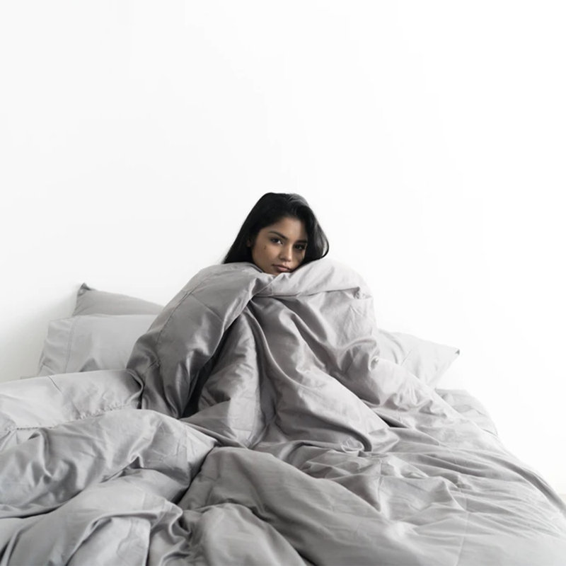 Cotton Blend Percale Sheet Set, Full, Gray
