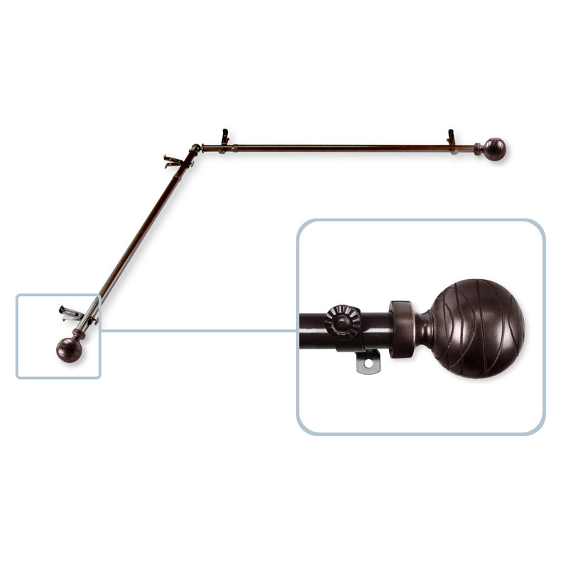 Tringle à rideaux d'angle simple Loïc, l 120 po à 170 po, Cacao