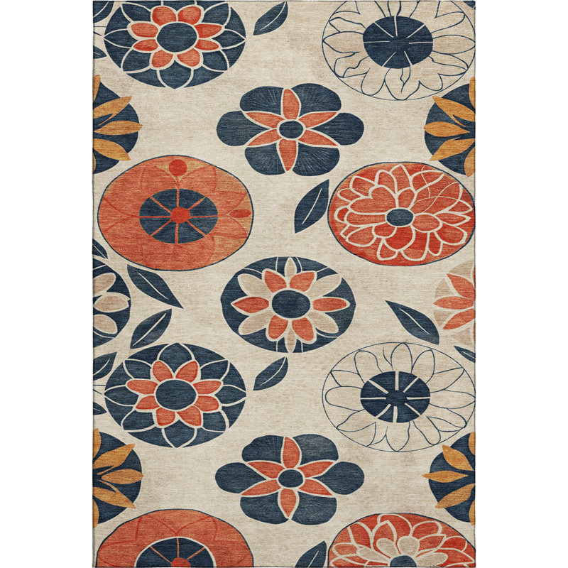 Premium Machine Washable Mayfield  floral Rug, Beige, 2'6" x 3'10"