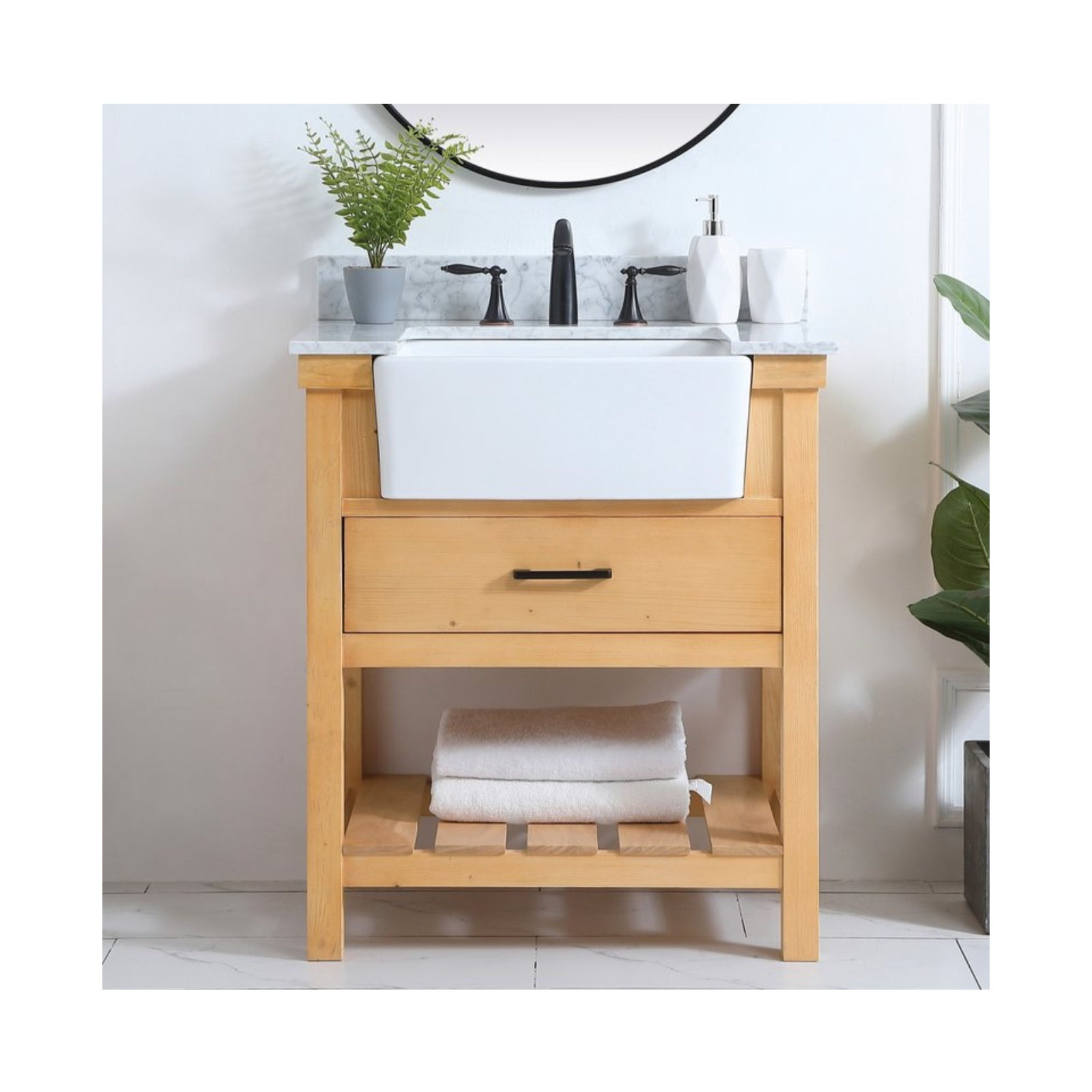 Pelaghia 30'' Single Bathroom Vanity, Natural Wood
