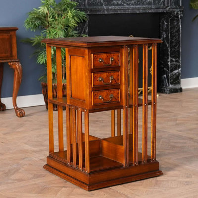 Country Estate Revolving Bookcase  with Leather