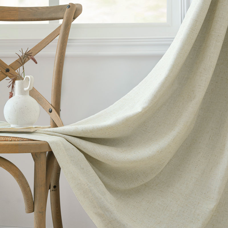 Rideaux en lin naturel occultant 100% Pinch Pleat, L 40 po x L 108 po