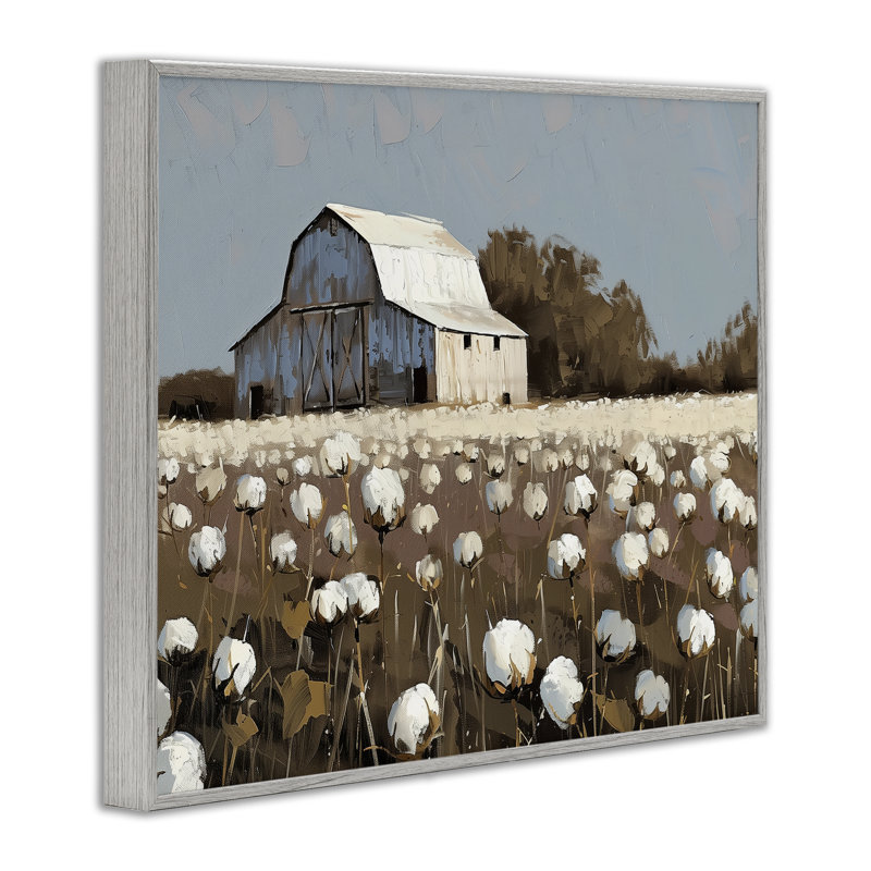 «Barn in Cotton Field», conception de giclée par Arlington Prints, Estampe numérique Farmhouse, H 11 po x l 14 po