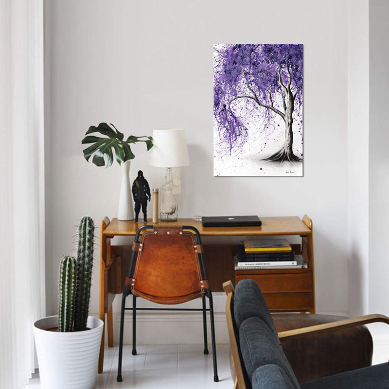«Jacaranda Picnic», impression sur toile, H 26 po x l 18 po x P 1,5 po, Toile avec cadre noir, Pas de tapis