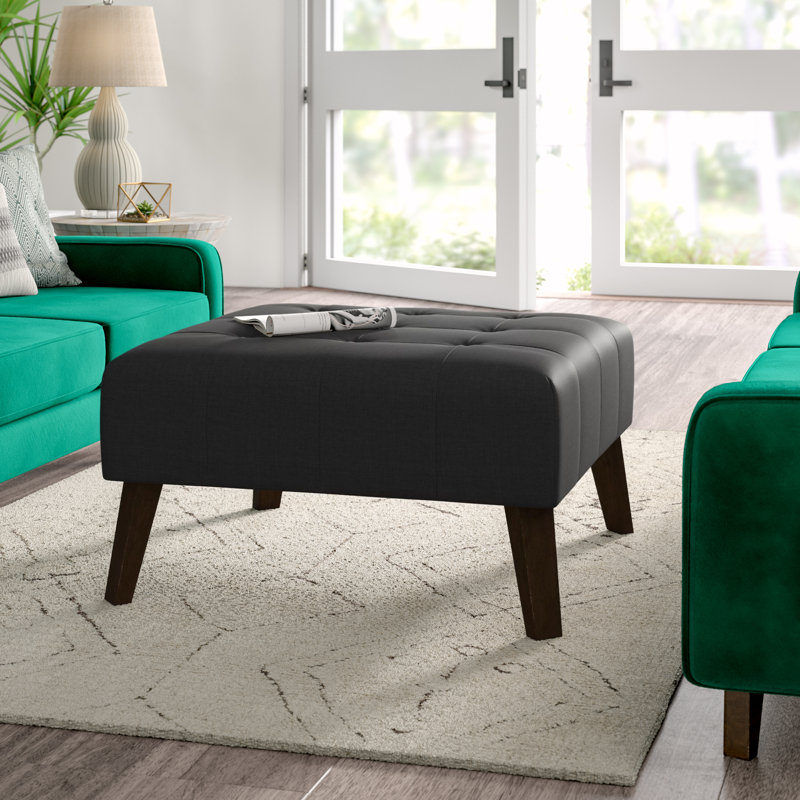 Meghan Upholstered Ottoman, Ottoman-Charcoal