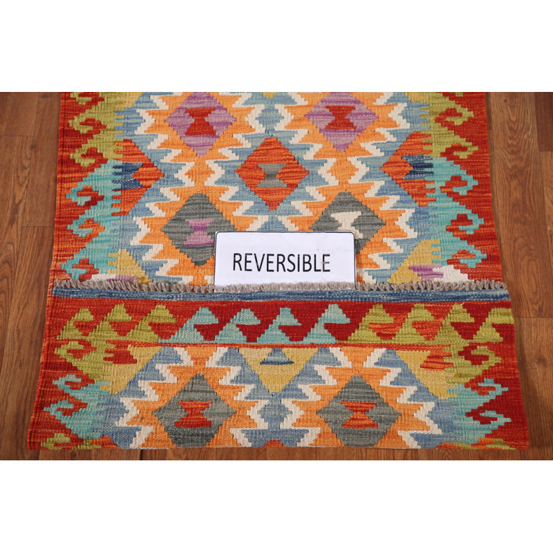 Geometric Wool Kilim Oriental Rug 3x4