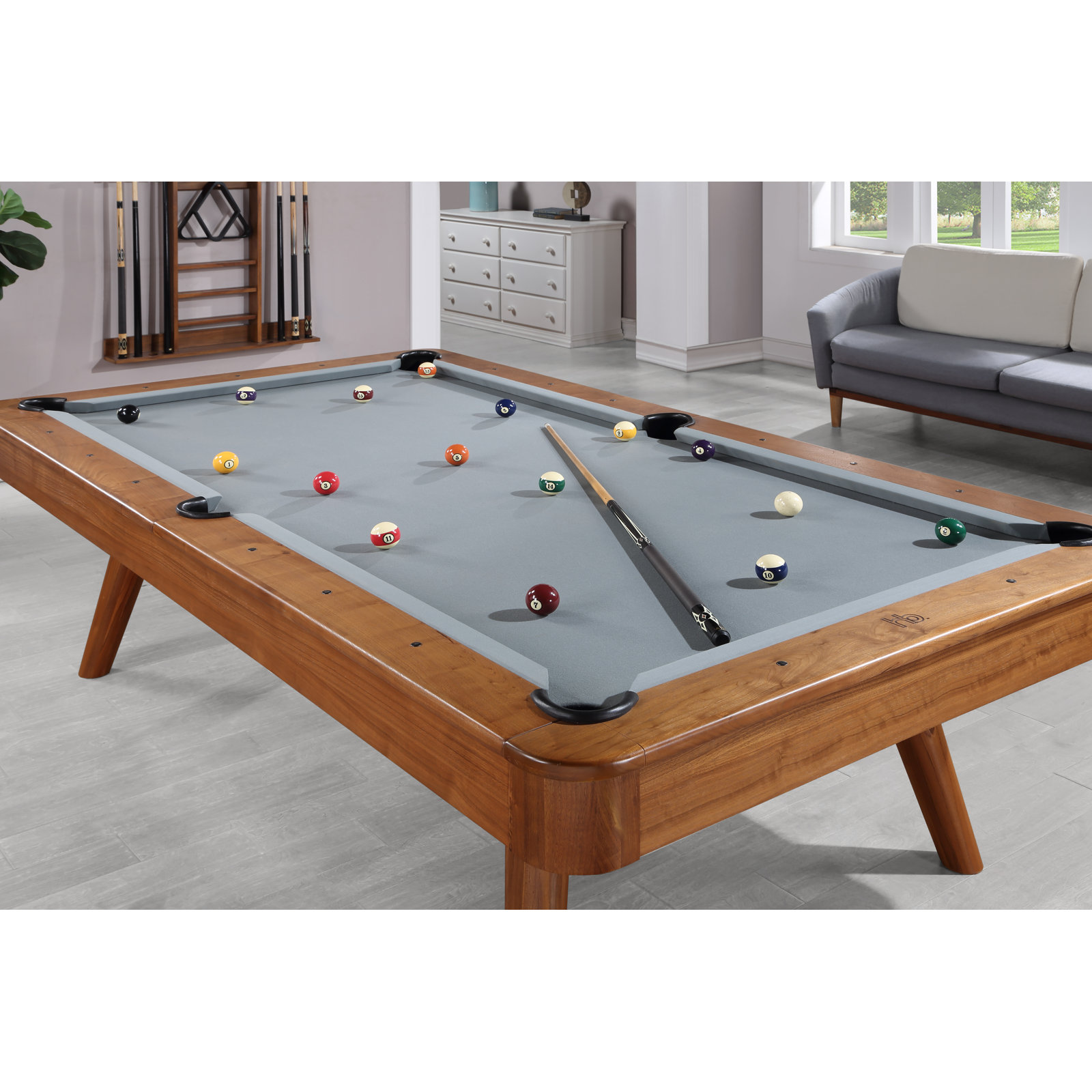 Elton Mid-Century Modern Pool Table, 8'