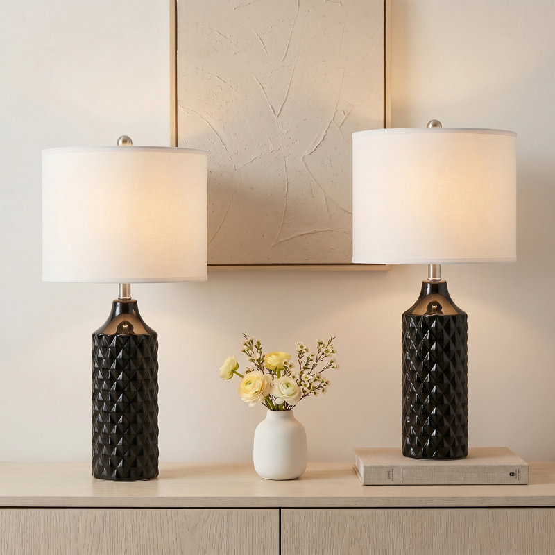 Creight Ceramic Table Lamp, Black