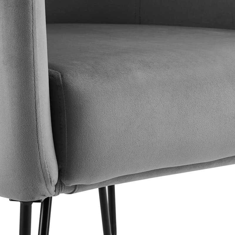Fauteuil demi-tonneau en velours 25,5 po Livingston, Velours gris
