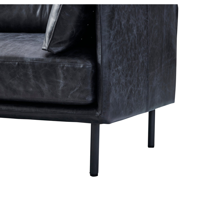 Fauteuil industriel moderne Venezia, Cuir véritable ardoise