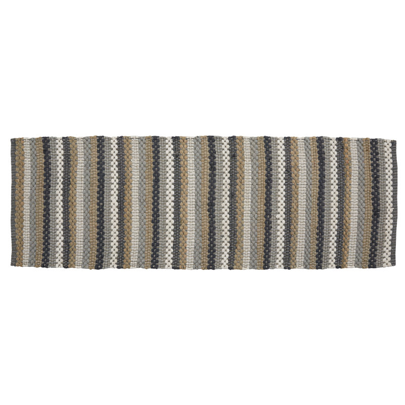 Tapis de couloir rayé en coton 2 pi x 6 pi gris / brun / beige Jatarius