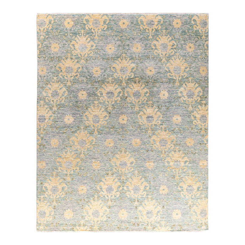 Tapis moderne fait à la main de conception unique - gris, 8 pi 2 po x 10 pi 2 po