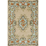 Mccalla Authentic Hand-Tufted Handmade Beige, Cream, Blue, Orange, Green & Brown Floral Damask Oriental Wool Area Rug