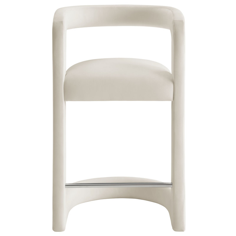 Winslow Upholstered Velvet Counter Stool, Alabaster, Counter Stool (27" Seat Height)