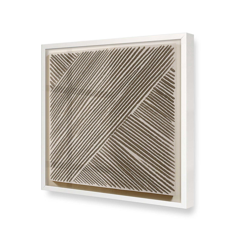 Illusion linéaire moderne I, Cadre simple blanc opaque, H 17,5 po x l 17,5 po