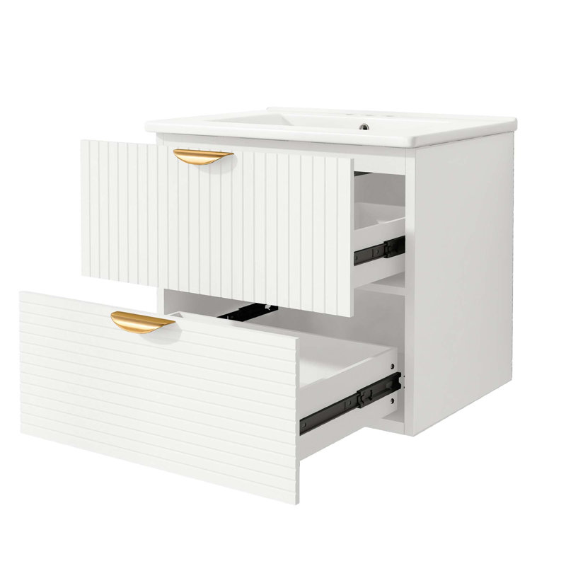 Ensemble de meuble-lavabo mural Aldaco, Blanc