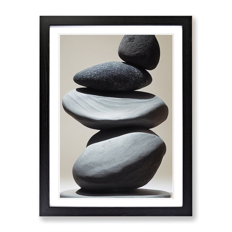 CAN-V0523-1795X Pebbles Zen Stones Stacked Vol.3 - Wrapped Canvas, 46cm H x 34cm W x 2cm D, Oak