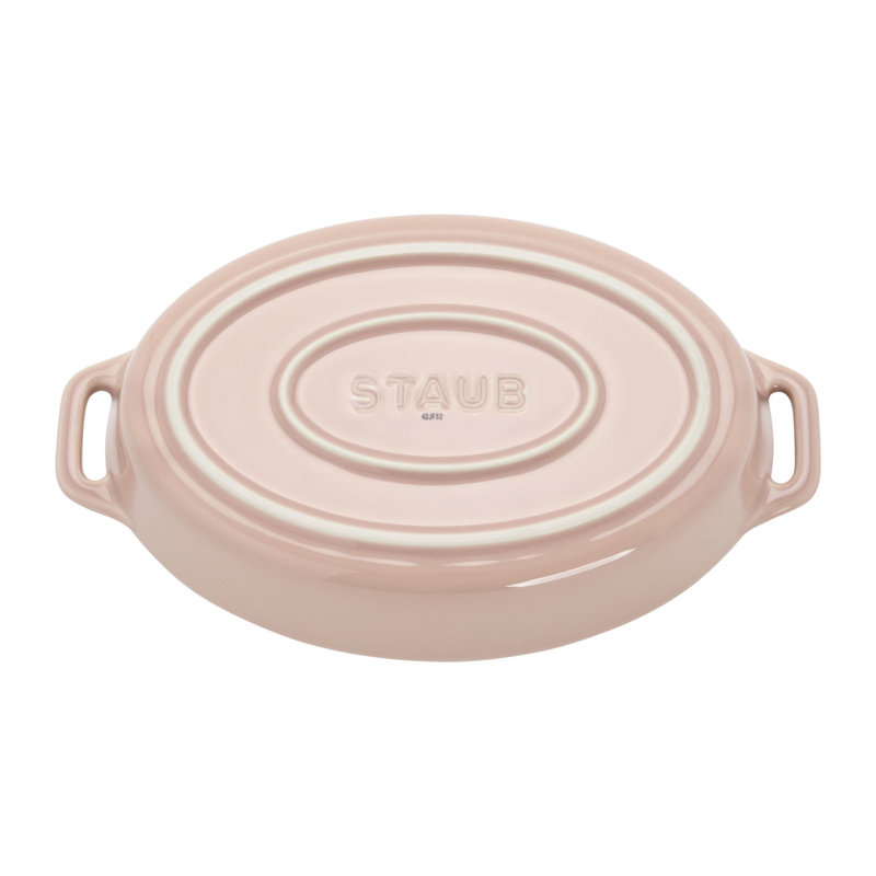 Staub Ceramic 4-Pc Baking Pans Set, Casserole Dish With Lid, Brownie Pan, Citron, Light Pink