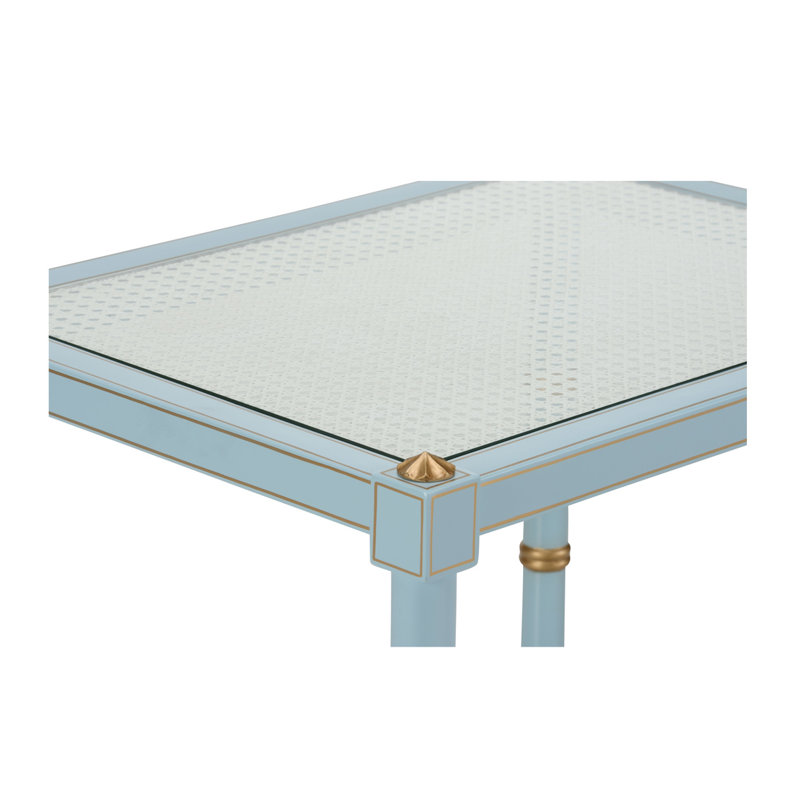 Conner Cane End Table, Light Blue