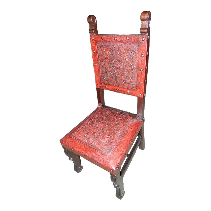 Tylersburg Upholstered Side Chair, Light Red Genuine Leather
