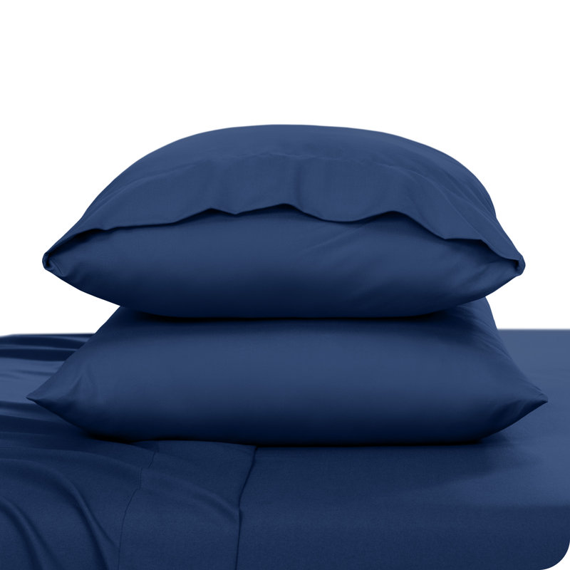 Microfiber Pillowcase Set Envelope Closure, Dark Blue, Queen Pillow Case