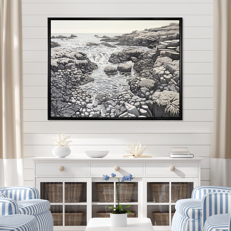 «Gray Abstract Landscape I», reproduction, Cadre flottant noir, H 24 po x l 32 po