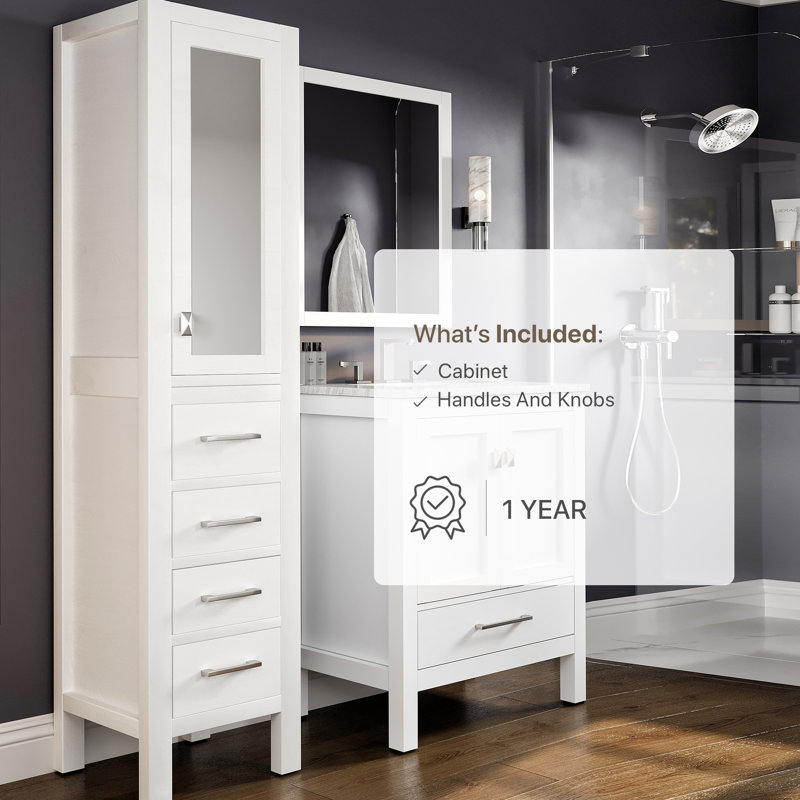 Minnich Solid Wood Bathroom Cabinet, White
