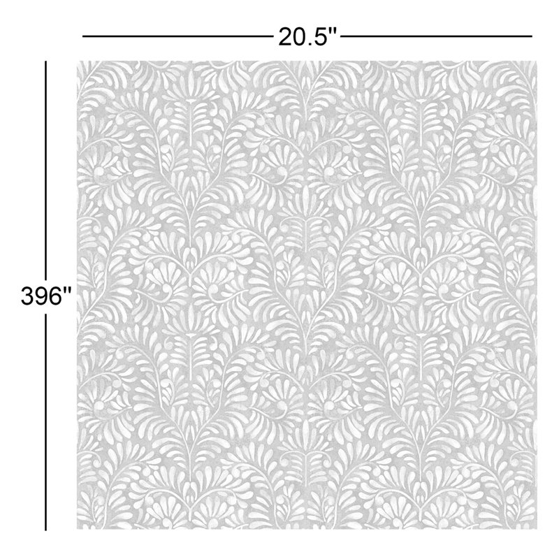 Floral Wallpaper Double Roll, Gray