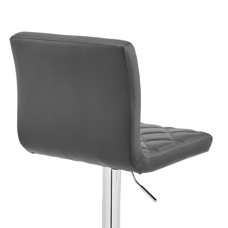Tabouret de bar rotatif 24 po Duval, Faux cuir gris, Argent
