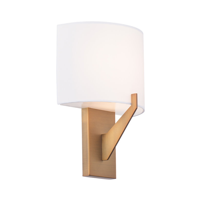 Fitzgerald LED Flush Mounted Sconce, 11" H x 4" W x 8" D, 2700K, Aged Brass