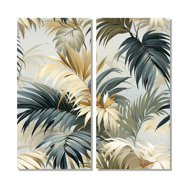 «Whispering Palms Tropical» - Art mural tropical, H 32 po x l 32 po, Toile tendue, Ne s’applique pas