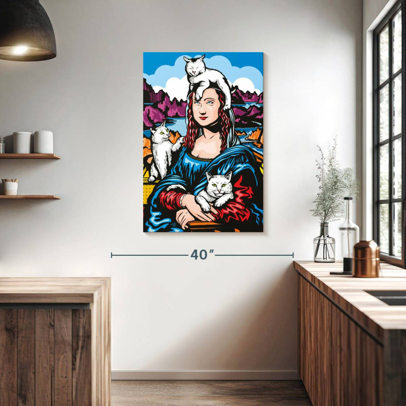 Ketti Mona Lisa avec chats, H 39 po x l 26 po